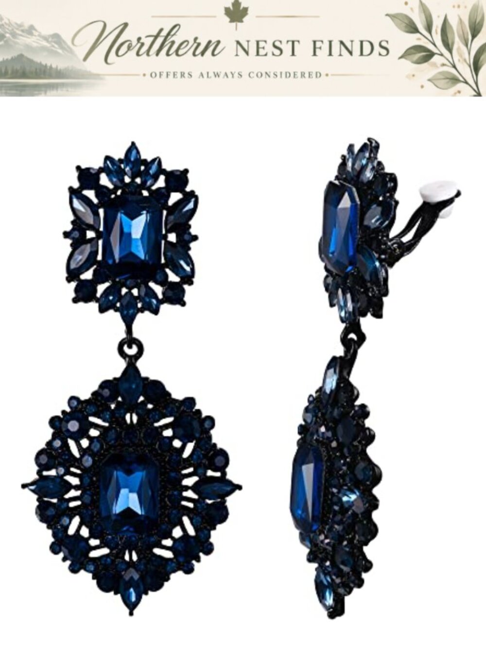 Art Deco Vintage Style Clip-on Chandelier Dangle Earrings